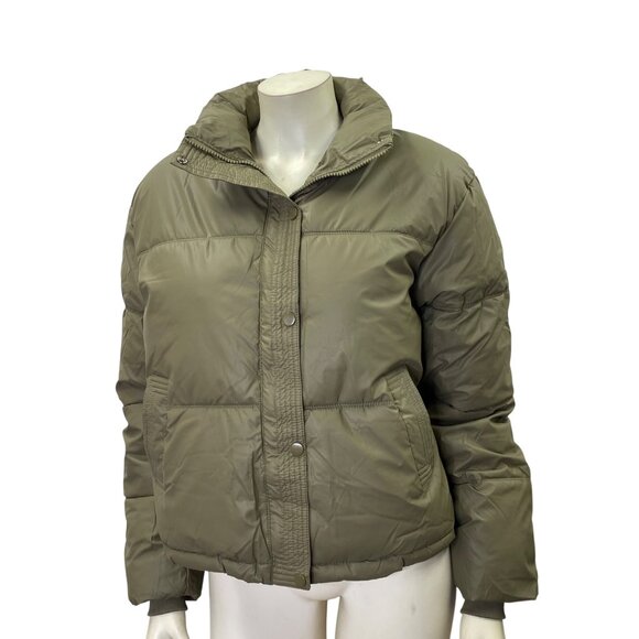 Express $128 Olive Women Puffer Coat Lg NWT - Picture 7 of 8